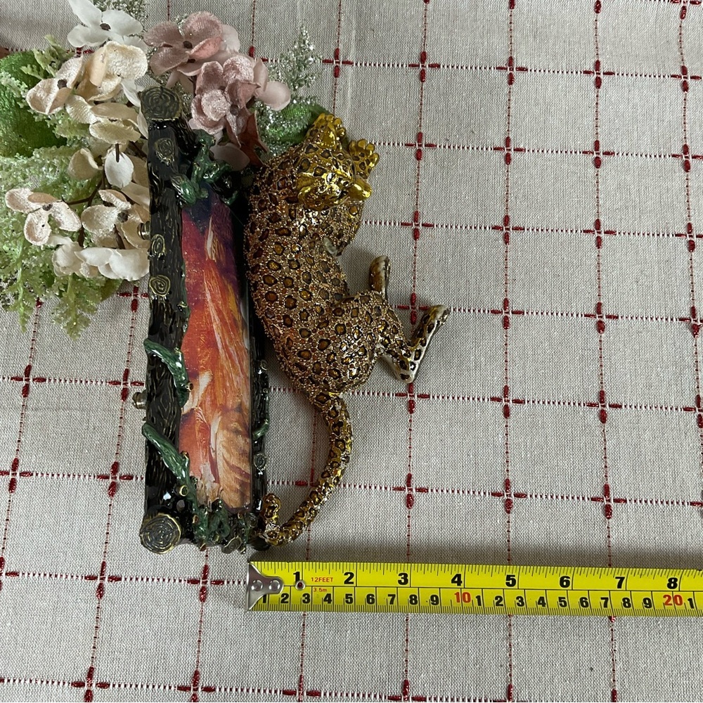 Stunning! Large Jay Strongwater Enamel Swarovski Leopard Panther Picture Frame - Picture 12 of 13